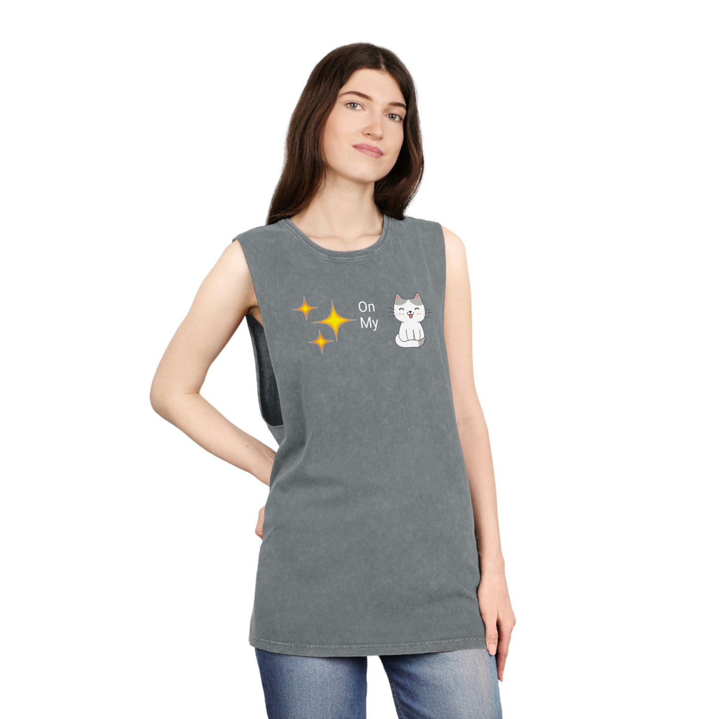 Glitter On My Kitty Unisex Stonewash Tank Top